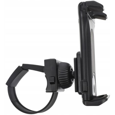Support universel noir pour téléphone/tablette, adapté aux vélos, poussettes et tapis de course. (1/4)