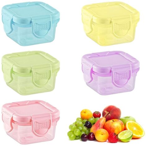 Un ensemble de 5 boîtes de conservation avec couvercle, petits récipients en plastique de 60 ml, ensemble de boîtes de conservation alimentaire, adaptés à la congélation de vinaigrettes, de sauces aux (1/3)
