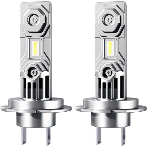 Deux ampoules LED pour phares, haute luminosité, 10 000 lumens, aucun adaptateur requis, kit de remplacement universel pour ampoules de phares H7, convient aux phares de motos et de voitures. (1/4)