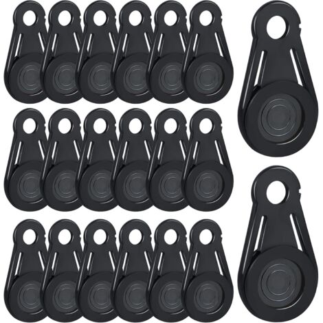 Lot de 20 pinces à tissu imperméables et amovibles, idéales pour le camping, les tentes, les auvents, les banderoles, les bâches, les feuilles imperméables et les films plastiques - Noir (1/4)