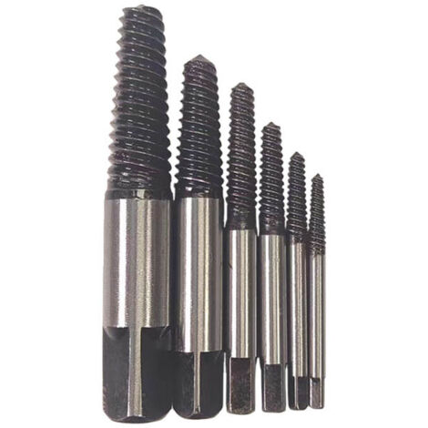 Ensemble de 6 extracteurs de vis endommagées, extracteur de vis et de boulons cassés, extracteur de vis et de goujons à filetage fin adapté aux vis et écrous endommagés.