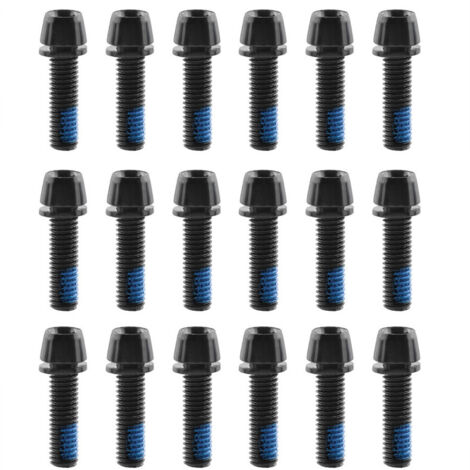 Boulons en acier M5x18 mm avec rondelles, vis hexagonales coniques pour guidon de vélo, 18 pièces (noir). (1/5)