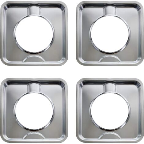 Bac de récupération des graisses carré chromé en 4 pièces pour cuisinière à gaz, bac de récupération des graisses carré pour cuisinière à gaz (1/5)