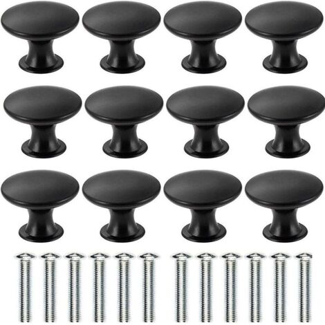 12 boutons de meubles, poignées de meubles, boutons d'armoire, poignées de porte, acier inoxydable, noir. (1/3)