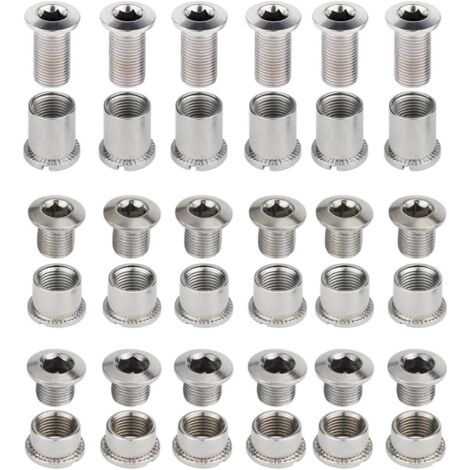 Kit de six plateaux (simple, double ou triple) avec visserie, écrous de manivelle et plateaux, en acier, compatible VTT. 18 pièces au total. (1/5)