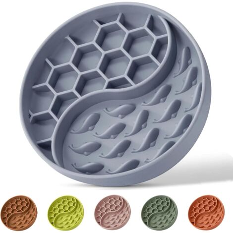 Gamelle anti-glouton en silicone avec ventouse pour nourrir votre chien, ralentit sa vitesse d'alimentation, soulage son anxiété et augmente son plaisir (gris) (1/4)