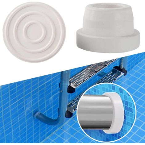 (Lot de 2, blanc) Barre de sécurité interne pour échelles de piscine hors sol, embouts en caoutchouc pour tubes d'échelle de piscine standard de 1,9 pouce, capuchons de barre de sécurité pour marches 