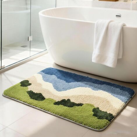 Tapis de bain antidérapant, super absorbant, lavable en machine, tapis doux et confortable pour cuisines, salles de bains, chambres, salons, intérieur et extérieur (40 x 60 cm) (1/4)