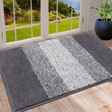 Tapis de porte, paillasson d'intérieur, paillasson d'extérieur, paillasson antidérapant, paillasson absorbant, tapis d'entrée (gris, 50 x 80 cm) (1/3)
