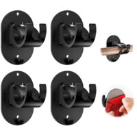 4-Pack No-Drill Curtain Rod Brackets, Self-Adhesive Curtain Rod Fixers and Hooks, Suitable for Bathrooms, Bedrooms, and Kitchens (4-Pack, Black)