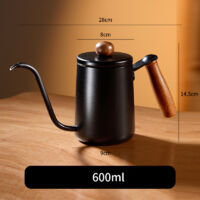 Pour-over coffee maker, slim spout pour-over kettle, home/outdoor coffee maker, coffee pot, small drip coffee maker, swan-neck teapot (black - 600ml)