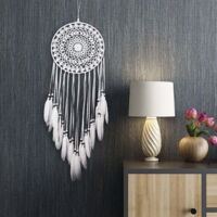 White Feather Dreamcatcher Wall Mount, Home Decor, Car Decoration, Room Decoration, Gift, 31.5 inches