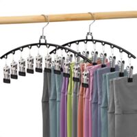 2-Pants Rack with Clips - Space-Saving Skirt Rack - Space-Saving Wardrobe Pants Rack - Underwear Rack - Leggings Storage Rack - Wardrobe Organizer - Hat Rack - Black