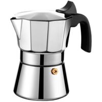 Espresso machine, silver, coffee maker, perfect camping coffee pot, easily make delicious coffee at home, stainless steel coffee pot, home coffee brewing equipment, small size - 150ML