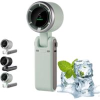Mini Fan – Desktop/Neckband Fan – 3600mAh USB Fan – 5 Wind Speed Settings – Handheld Fan with LCD Display – Rechargeable – Powerful Airflow – 180° Adjustable – Green