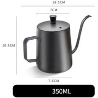 Pour-over coffee maker, slim spout pour-over kettle, home/outdoor coffee maker, coffee pot, small drip coffee maker, swan-neck teapot (black - 350ml)