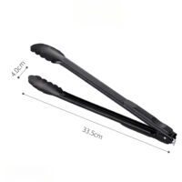 Stainless steel food tongs, BBQ tools, food tongs, bread tongs, steak tongs, kitchen and BBQ black tongs, suitable for parties, catering, events, weddings and everyday use, black - 2 pieces - 14 inche