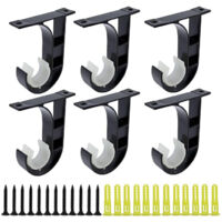 Curtain rod bracket - Black - Aluminum alloy - 90x76 mm - 2-pack
