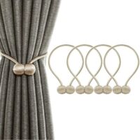 Strong magnetic curtain tie, decorative curtain holder, woven curtain tie cord suitable for curtains (beige, 4 pieces)