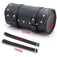 Mini motorcycle saddle bag, 8.26-inch fork bag, PU leather handlebar tool bag, suitable for motorcycles, e-bikes and bicycles (black).