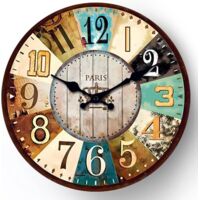Wall clock - Clock - Decorative wall clock - Silent clock - Metal wall clock - Vintage European style - Large Roman numerals - French Parisian style - Suitable for living room, bedroom, kitchen, offic