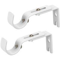 Adjustable curtain rod brackets, 6-piece white wall-mounted brackets and hooks, suitable for curtain rods in bathrooms, bedrooms, living rooms, and kitchens.
