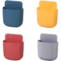 Wall Remote Control Holder - 4-Piece Wall-Mounted Remote Control Holder - Self-Adhesive Storage Box for Remote Controls and Wall-Mounted Phone Holders