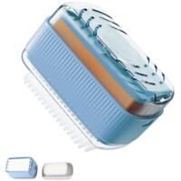 Laundry brush - Soap dish with wheels - Soap holder - Soap rack - Cleaning brush - Cleaning accessories - Suitable for laundry, shoe shining and travel - Blue - 137.5 cm