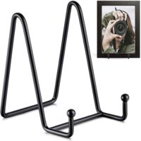 Plate holder - Photo frame - 18.5 x 10.5 cm (10 inches) - Stand - Decorative plate - Black - Display rack - Bookshelf - Hook - Shelf - Cabinet rack