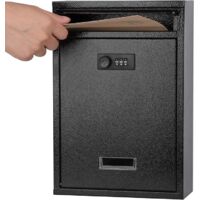 Lockable wall-mounted mailbox with combination lock, secure cash key locker suitable for home, office, and school, black, 32022085mm