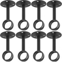 8-piece 2.54 cm curtain rod ceiling mount bracket, curtain rod bracket, wardrobe rod end support socket with screws (black)