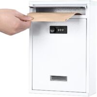 Lockable wall-mounted mailbox with combination lock, secure cash key locker suitable for home, office, and school, white, 32022085mm