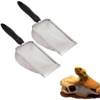 Two-piece set - Stainless steel cat litter scoop - Pet cleaning net - Pet climbing scoop - Black - 26.8 10 cm - Cat litter scoop - Pet scoop - Suitable for sand beds and aquarium glass accessories