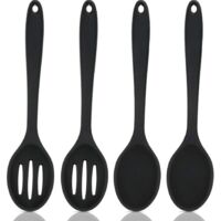 Cooking Spoons - 4-Piece Set - Stirring Spoon - Silicone Material - Spoon - Sauce Spoon - Serving Spoon - Soup Spoon - Heat Resistant - Kitchen Utensils - Non-stick Coating - Suitable for Kitchens and