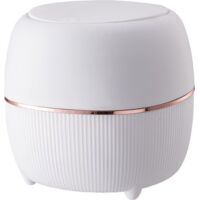 Lid-covered trash can - Small mini trash can for countertops, desks, bathrooms, or tables - Tabletop trash can - Desktop trash can - White