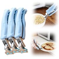 3-Piece Hot Plate Clamp – Improved Multi-Functional Hot Plate Clamp – Kitchen Dish and Plate Burn Prevention Clamp (Blue)