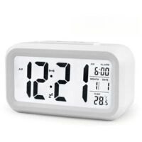 3 digital alarm clocks, battery powered (not included), snooze function, child/travel/bathroom style, desktop smart clock, digital alarm clock, backlit, desktop electronic clock, desktop clock, white.