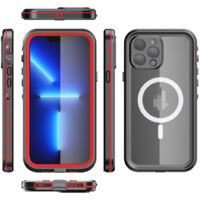 Waterproof phone case for iPhone 15 Pro, magnetic phone case, diving protection, waterproof/shockproof/dustproof phone case, built-in screen protector, full-body protective case (red).