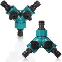 Y-type manifold - 2-piece set - Two-way manifold - Y-type faucet - Manifold - Water supply Y-type connector - Garden hose manifold - Manifold - Outdoor faucet - Garden hose connector - Water pipe conn