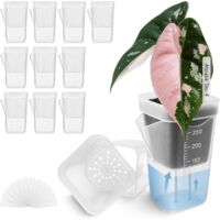 12-Piece Mini Self-Watering Flower Pots, Suitable for Indoor Plants, Small Transparent Plastic Flower Pots, Suitable for Violets, Cuttings, Seeds, Water Level Indicator, Drainage Hole, 12 Plant Tags -
