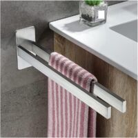 Bathroom Towel Rack - Stainless Steel Wall-Mounted Towel Bar and Toilet Paper Holder - Double Towel Bar with Hooks - Suitable for Toilets and Bathrooms - Silver Stainless Steel