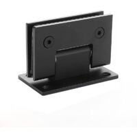 Glass shower door hinges, 90-degree bathroom door hinges, heavy-duty stainless steel cabinet door hinges (wall to glass), frameless shower door hardware replacement parts, black (1 piece)