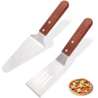 Multi-functional cake spatula set - wooden handle - 2-piece set