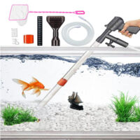 Aquarium substrate cleaner, vacuum sand extractor, suitable for aquarium water changers, comes with an aquarium thermometer and fish net kit, used for cleaning aquarium substrate and sand - pink.