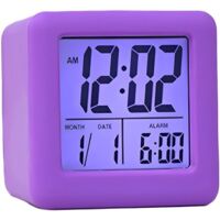 Kids Alarm Clock - Digital Alarm Clock - Kids Alarm Clock - Silicone Alarm Clock - With Date Display and Snooze Function - Battery Powered - Suitable for Kids, Boys, and Girls - Purple
