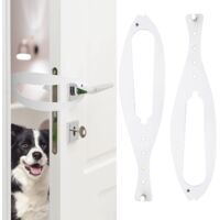 Four-piece cat door lock set - Cat door stop/pet door lock to prevent dogs from entering the litter box and stealing food - Cat door bracket, width 2.5-6 inches - No measurement required - Easy instal