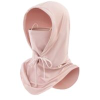 Integrated sun protection face mask with neck support, provides sun protection and UV protection, breathable full-head mask, suitable for activities such as motorcycling and fishing - Pink