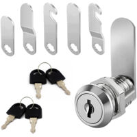 Cylindrical lock cylinder - bolt - 30mm mailbox lock - with 5 different lock plates and 4 keys