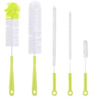 5-piece bottle cleaning brush set, long-handled bottle cleaning brush, suitable for cleaning narrow-neck beer bottles, sports water bottles (with straw brush), water bottle spout/lid cleaning brush -