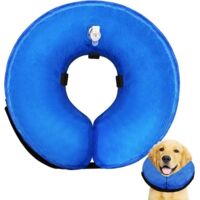Inflatable collars with a cone shape are suitable for postoperative use in small, medium, and large dogs. They aid in recovery, are a soft, adjustable cone collar alternative, and provide protection f